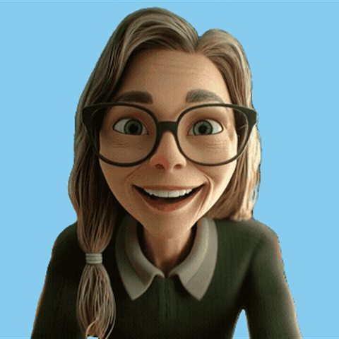 Miss Kitt, a quirky tutor with big glasses and a plait